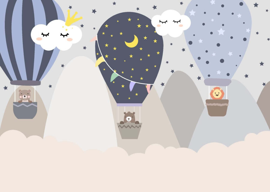 Cartoon heteluchtballonnen in de lucht