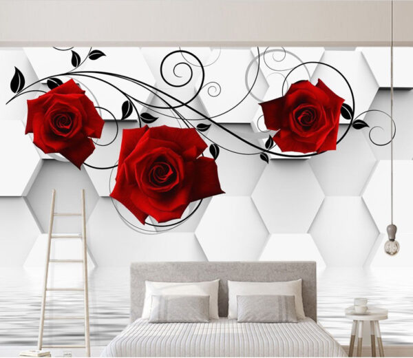 Behang met rode rozen en zwarte wijnranken u26421pib1m 600x520 - Behang met rode rozen en zwarte wijnranken - tegory