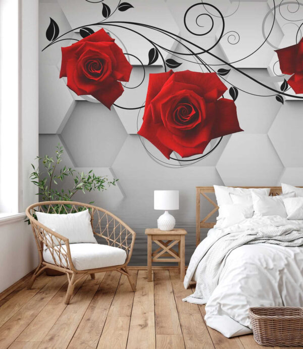 Behang met rode rozen en zwarte wijnranken u26421pib2 600x691 - Behang met rode rozen en zwarte wijnranken - tegory