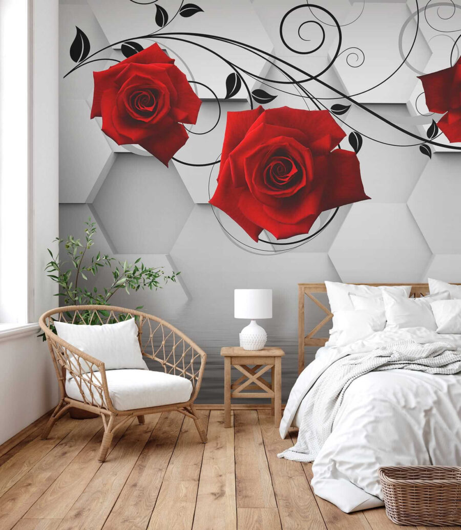 Behang met rode rozen en zwarte wijnranken u26421pib2 900x1036 - Behang met rode rozen en zwarte wijnranken - tegory