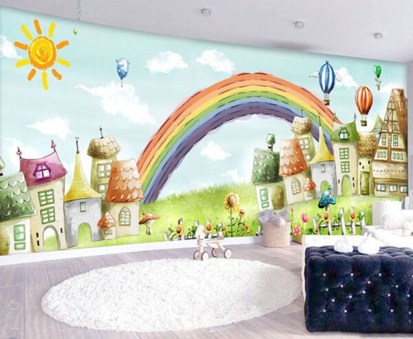 Regenboog boven een huis Regenboog boven een huis