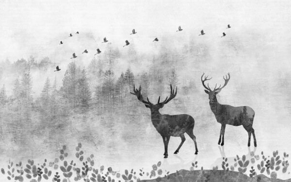 Paar herten in een bos Paar herten in een bos