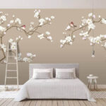 Fotobehang Paar vogels op een boomtak