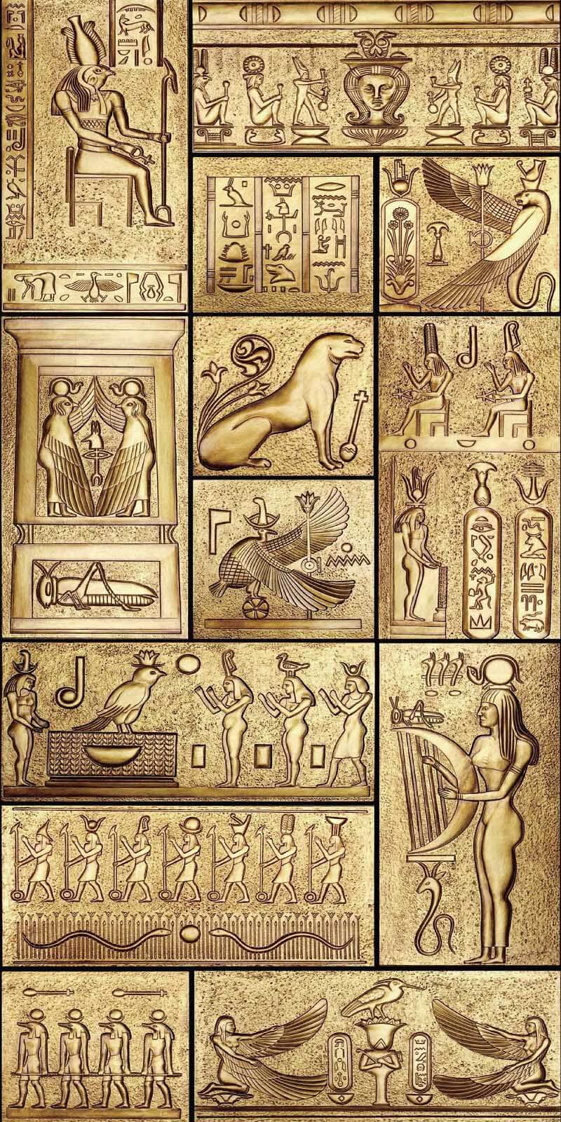 Collage van oud-Egyptische symbolen