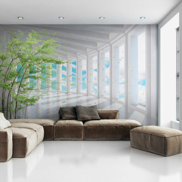 Tree in a room with windows Tree in a room with windows