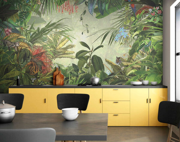 Schilderij van een tropisch bos Schilderij van een tropisch bos