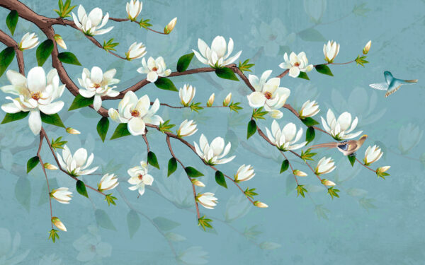 Witte bloemen aan een tak Witte bloemen aan een tak