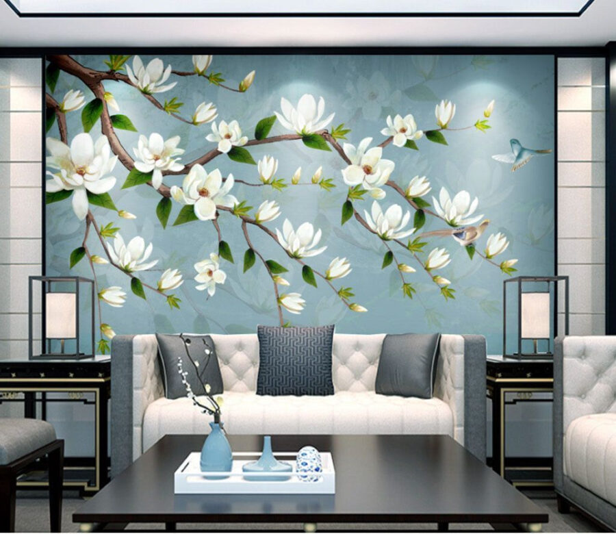 Witte bloemen aan een tak Witte bloemen aan een tak