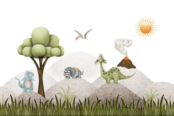 Cartoon dinosaurussen in een landschap Cartoon dinosaurussen in een landschap