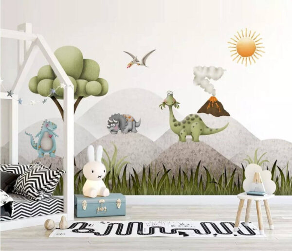 Cartoon dinosaurussen in een landschap Cartoon dinosaurussen in een landschap