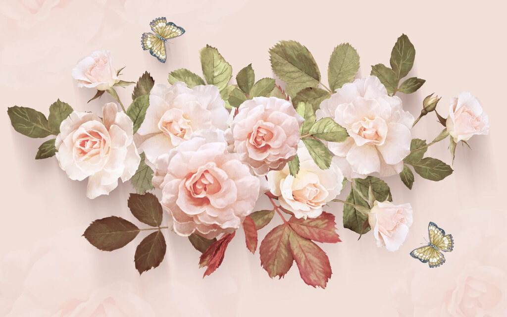 Delicate rozen met zachte vlinders Delicate rozen met zachte vlinders