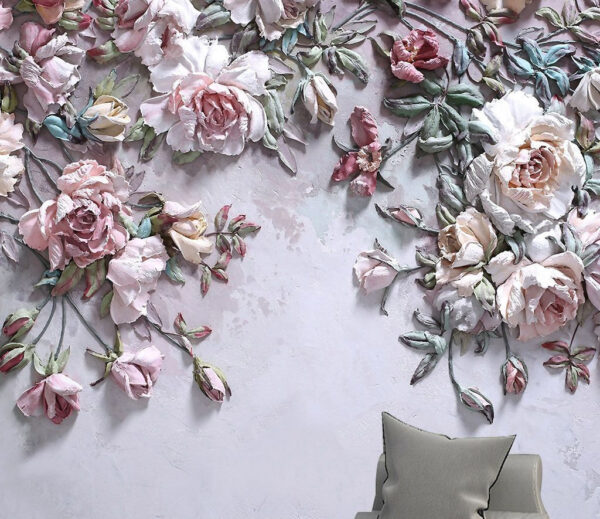 Fotobehang Fotobehang Delicate bloemen op een zacht canvas. (Artikelnummer: u31869)