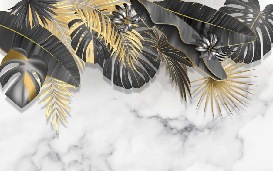Elegant monochroom en metallic gebladerte