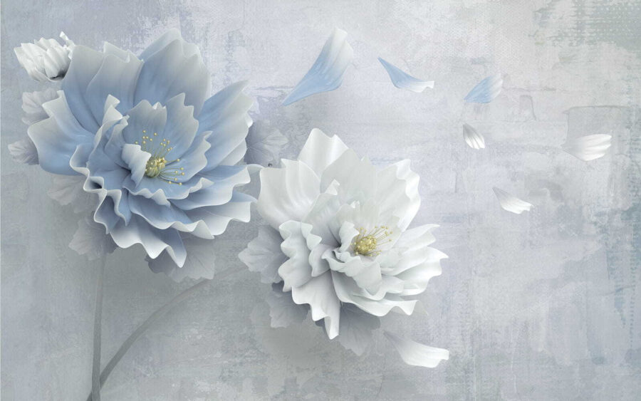 Witte en blauwe bloemen