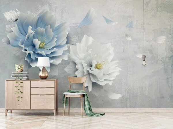 Witte en blauwe bloemen Witte en blauwe bloemen