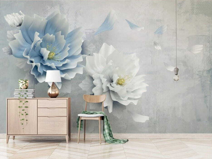 Witte en blauwe bloemen