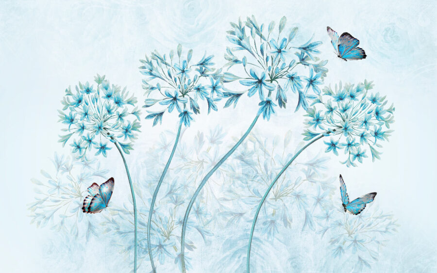 Schilderij van bloemen en vlinders
