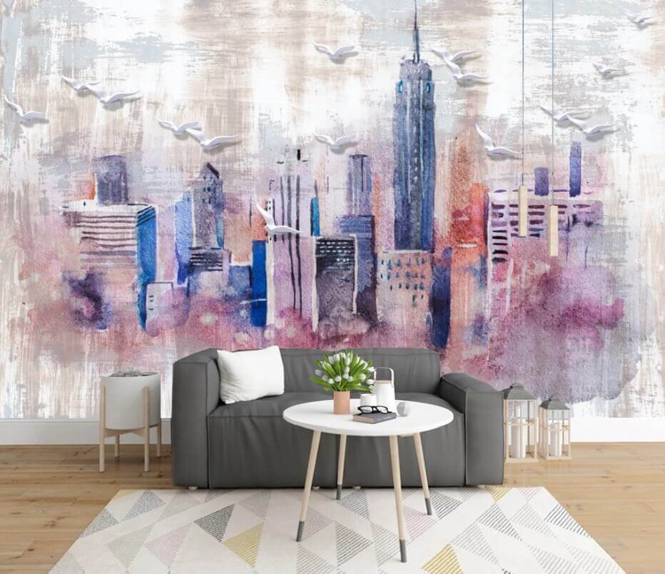 u35695pig1m - Aquarel van een stad - tegory