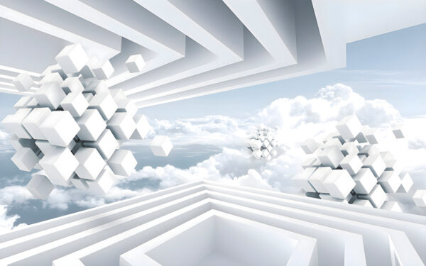 Witte kubussen en wolken Witte kubussen en wolken