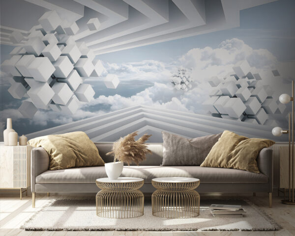 Witte kubussen en wolken Witte kubussen en wolken