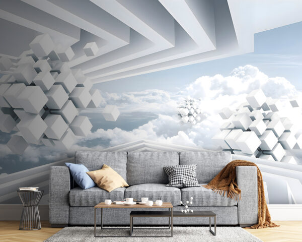 Witte kubussen en wolken Witte kubussen en wolken