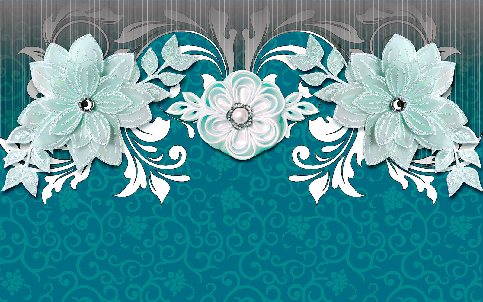 Blauw en wit bloemmotief u35763p - Blauw en wit bloemmotief - tegory