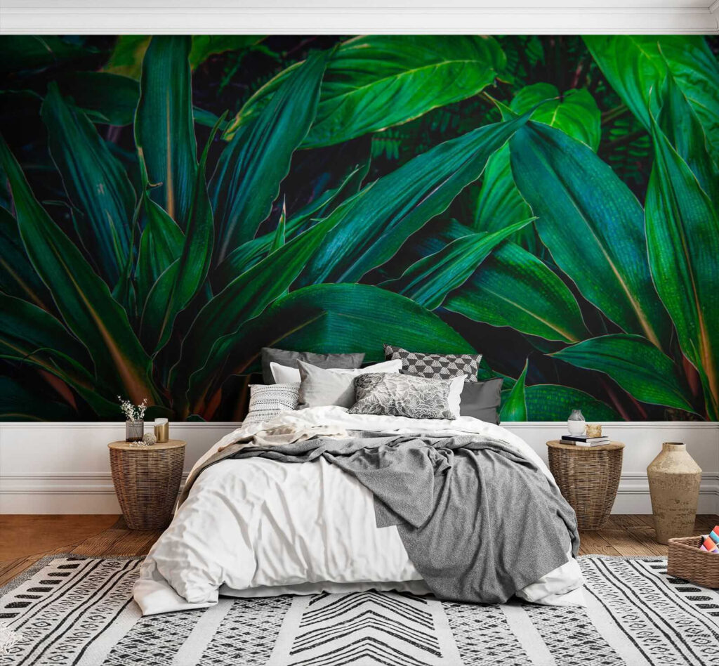 Lush tropical leaves in vibrant green Lush tropical leaves in vibrant green