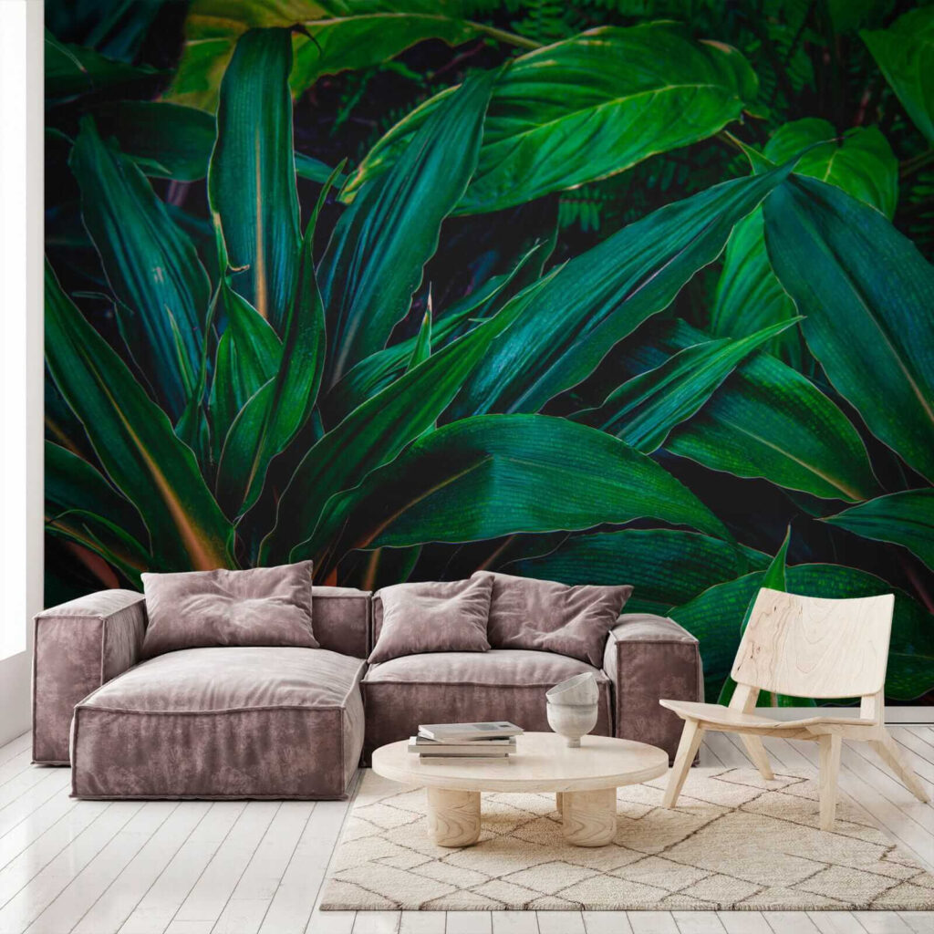 Lush tropical leaves in vibrant green Lush tropical leaves in vibrant green