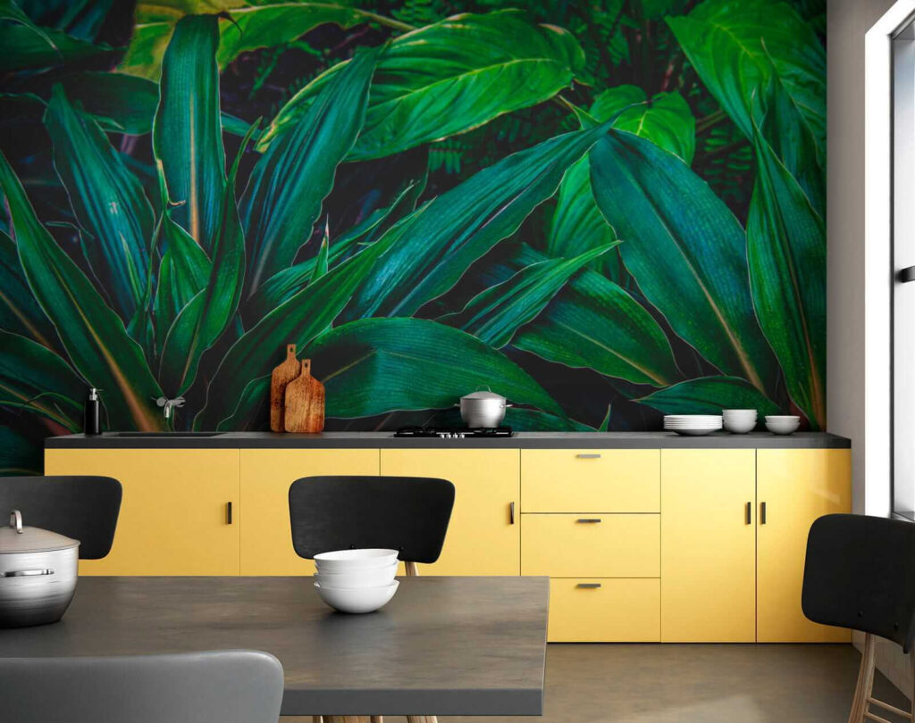 Lush tropical leaves in vibrant green Lush tropical leaves in vibrant green