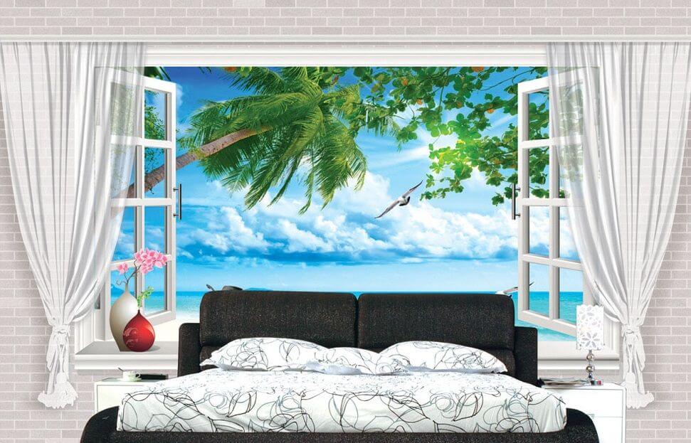 Raam met uitzicht op het strand en de vogels u41650pib1m - Raam met uitzicht op het strand en de vogels - tegory