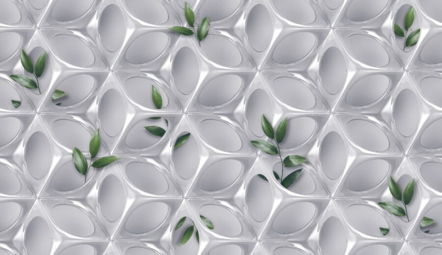 Witte muur met groene bladeren Witte muur met groene bladeren