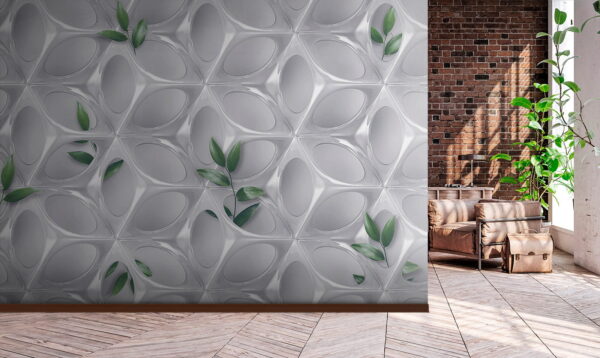 Witte muur met groene bladeren Witte muur met groene bladeren