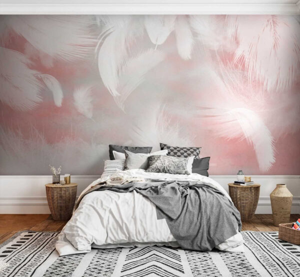 Witte veren op een roze achtergrond Witte veren op een roze achtergrond