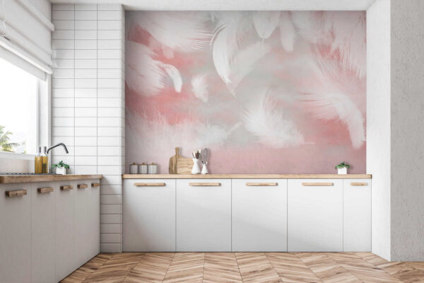Witte veren op een roze achtergrond Witte veren op een roze achtergrond