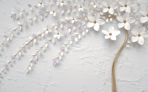 Elegante witte bloemen muurkunst Elegante witte bloemen muurkunst