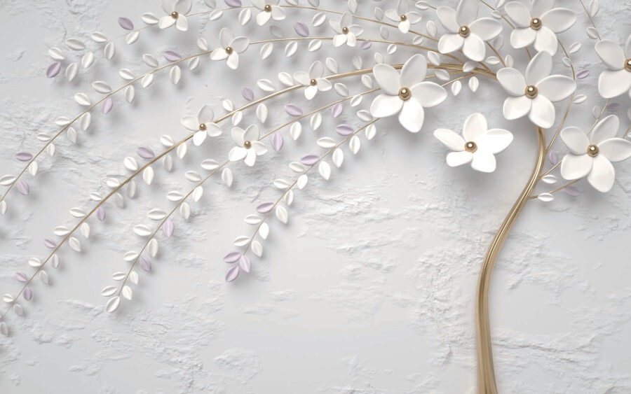 Fotobehang Elegante witte bloemen muurkunst - Afbeelding 2