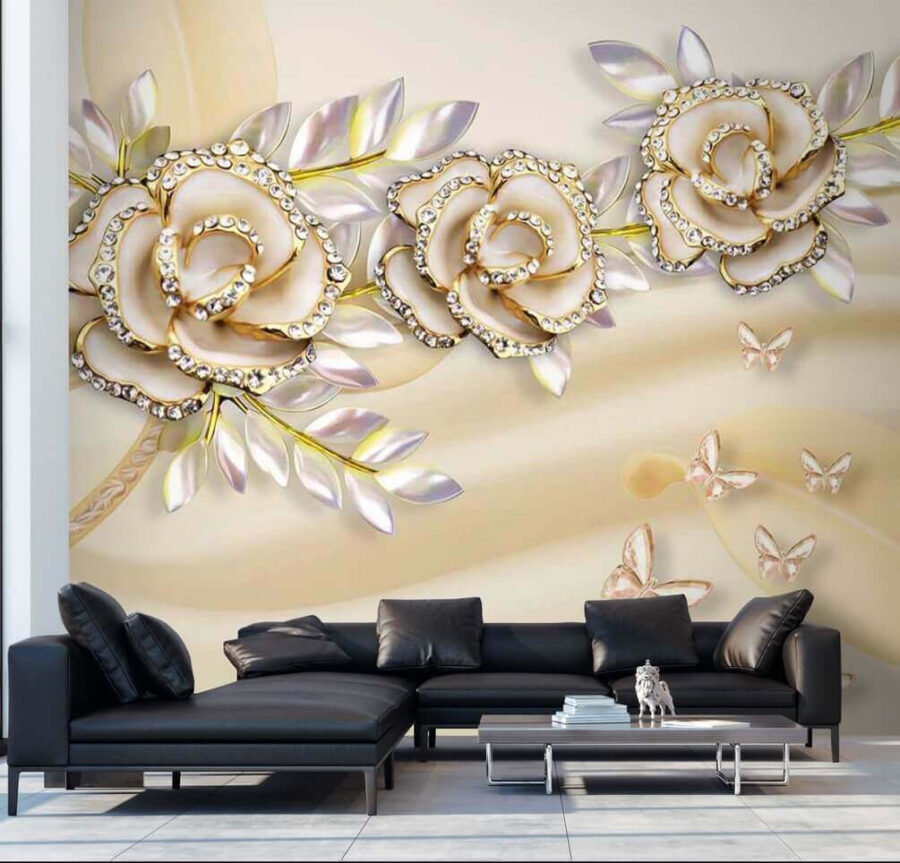 Elegante rozen met delicate vlinders.