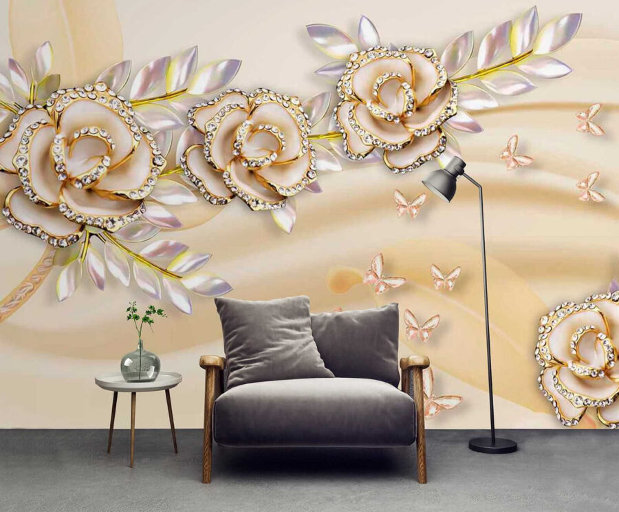 Elegante rozen met delicate vlinders.