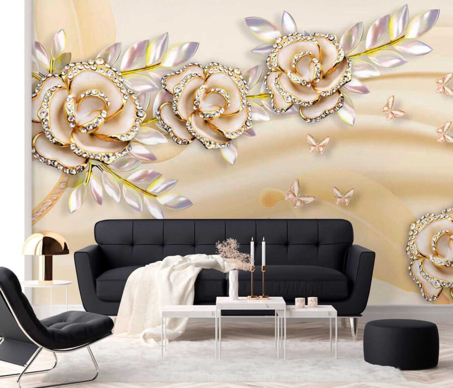 Elegante rozen met delicate vlinders.