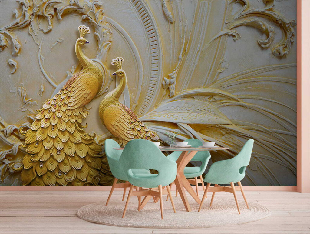 Elegant Peacocks in Ornate Relief Elegant Peacocks in Ornate Relief