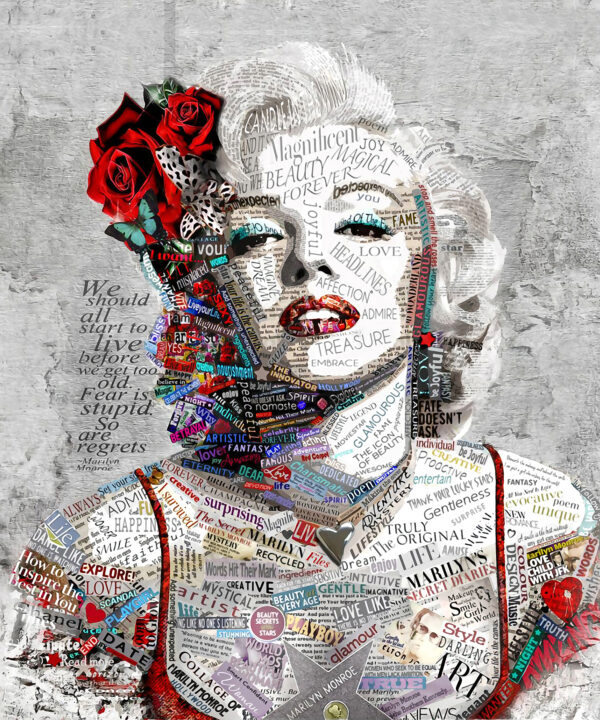 Vrouw met rode lippen en bloemen Vrouw met rode lippen en bloemen
