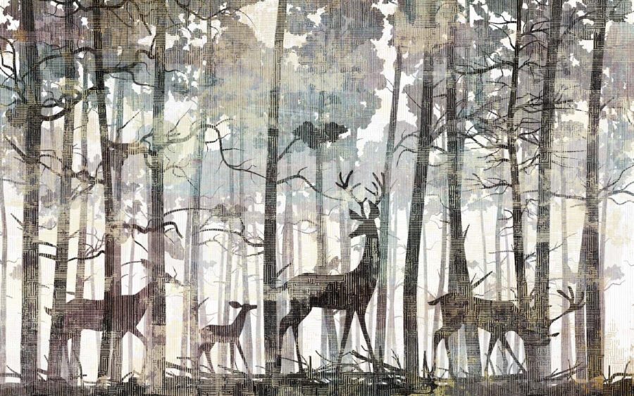 Groep herten in een bos Groep herten in een bos