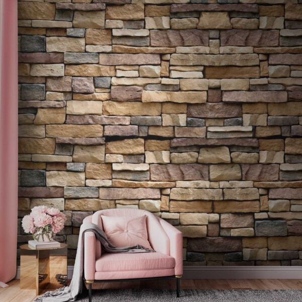 Textured stone wall design in layers Textured stone wall design in layers