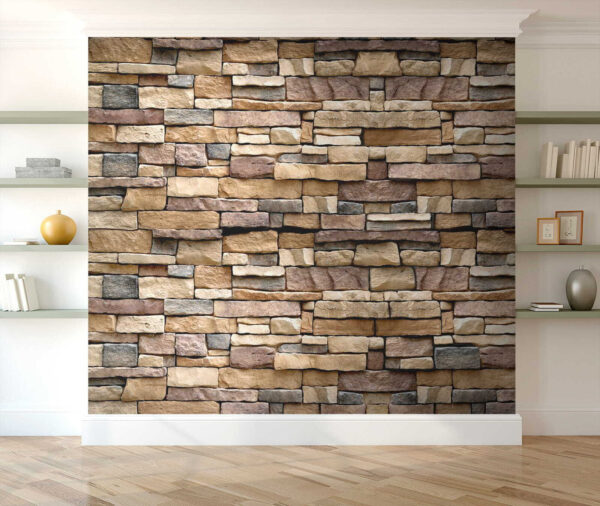 Textured stone wall design in layers Textured stone wall design in layers