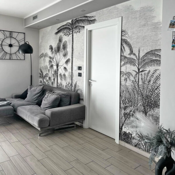 Zwart-wit tekening van palmbomen Zwart-wit tekening van palmbomen