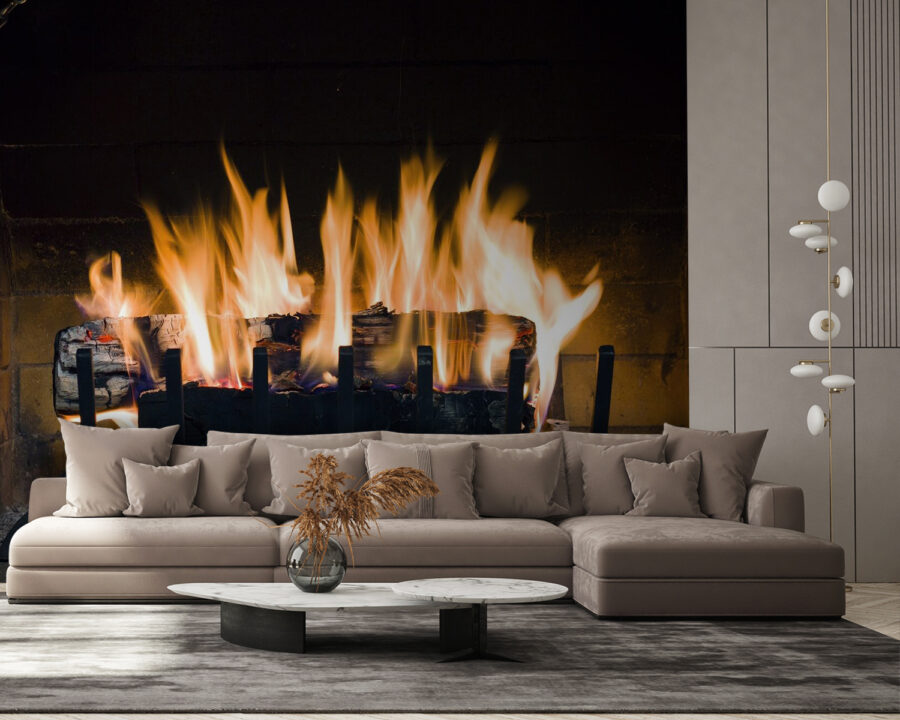 Wall murals Fire in a fireplace