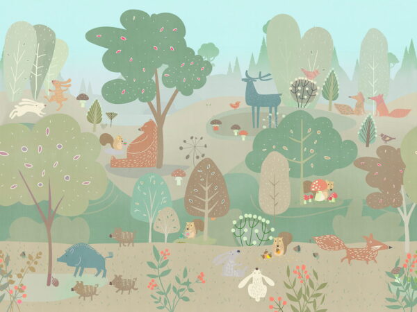 Beeldverhaal van dieren in een bos Beeldverhaal van dieren in een bos