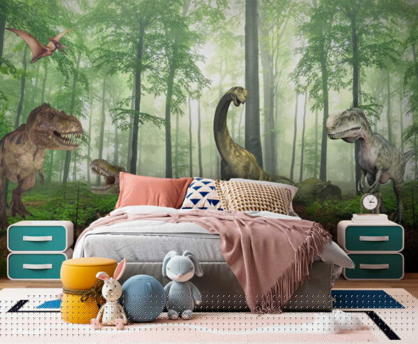 Groep dinosaurussen in een bos Groep dinosaurussen in een bos