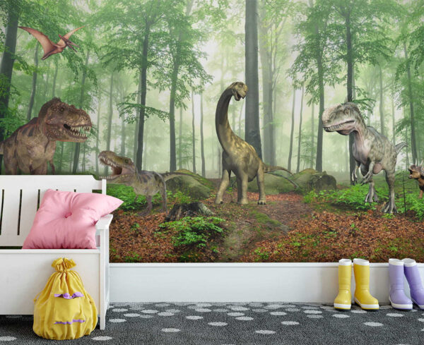 Groep dinosaurussen in een bos Groep dinosaurussen in een bos