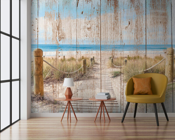 Houten pad naar een strand Houten pad naar een strand